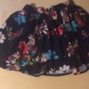 Navy blue floral print skirt